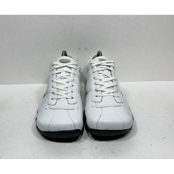 Diesel Evelyn Shoes Womens Sz 10 White Green Leather Sneakers Retro Y2K Vintage - Picture 2 of 9